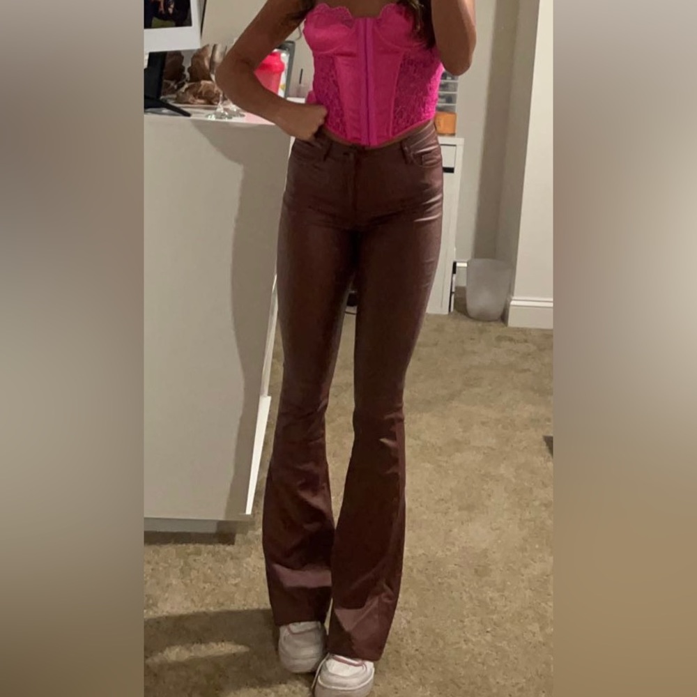 brown edikted leather pants